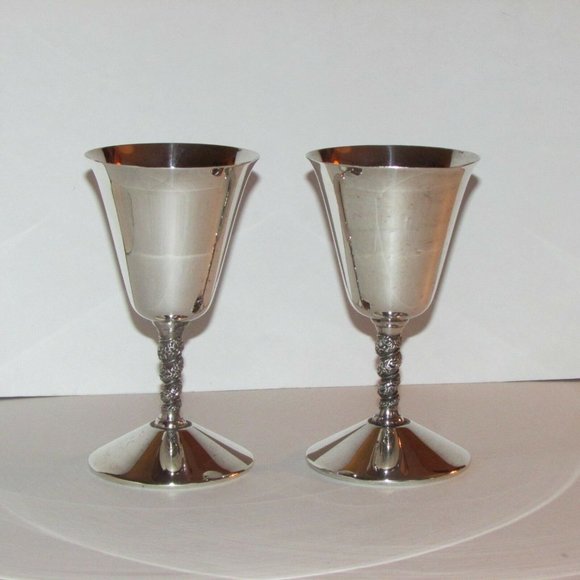 Vintage Silverplate Goblets Wine Glasses Chalice Fancy Stems - Picture 4 of 7